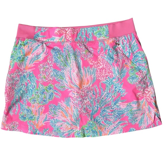 HTF Lilly Pulitzer Prosecco Pink Seaing Things Luxletic Run Around Skort - Picture 3 of 10